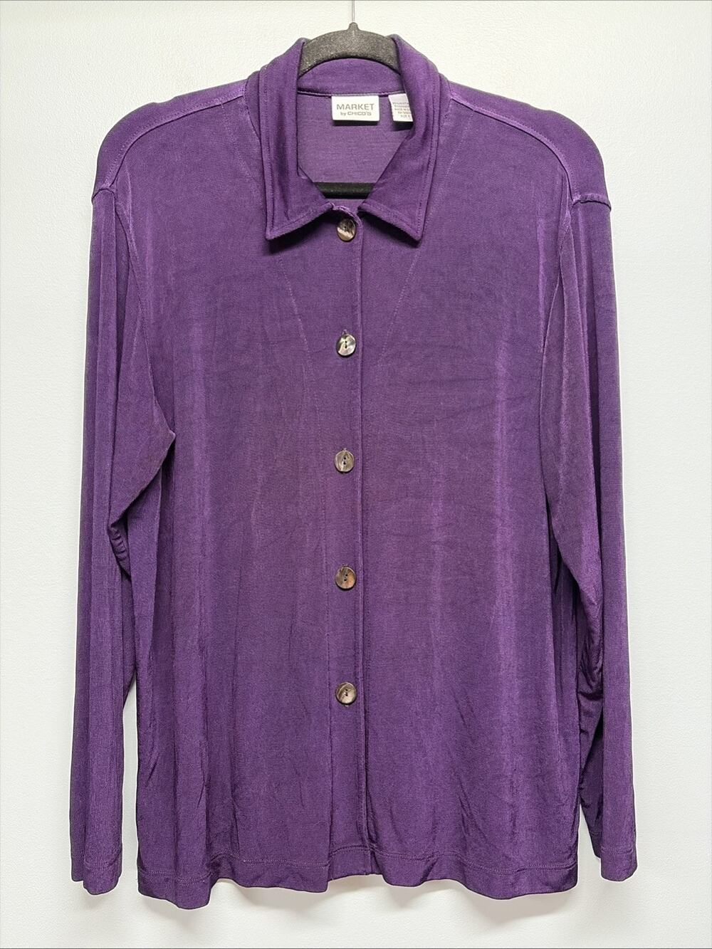 MARKET by CHICO'S Long Sleeve Button-Up Top - Size 1 - Beautiful Dark purple!!